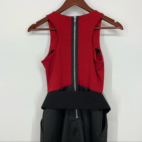 As U Wish Red & Black Exposed Zipper Back Belted Dress With Pockets Size Small - Picture 9 of 15